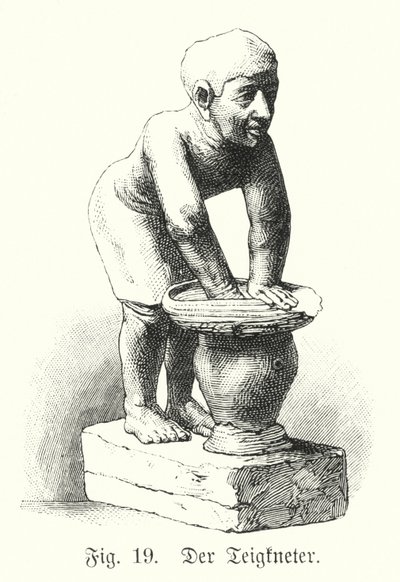 Antike ägyptische Figur eines Mannes, der Teig mischt (Gravur) von German School