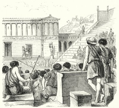 Antikes griechisches Theater (Stich) von German School