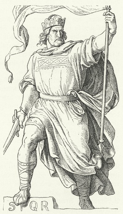 Arnulf von Kärnten, umstrittener König von Italien und Heiliger Römischer Kaiser (Gravur) von German School