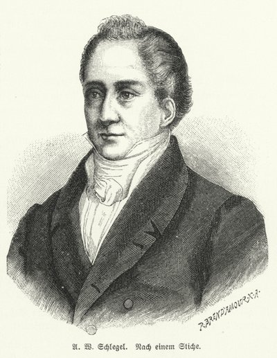 August Wilhelm Schlegel, deutscher Dichter und Übersetzer (Lithografie) von German School