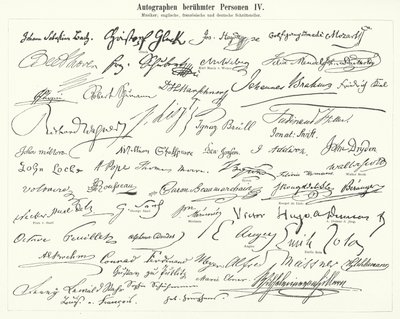 Autogramme berühmter Personen: Komponisten, Musiker und englische, französische und deutsche Schriftsteller (Stich) von German School