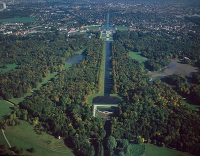 Barockkunst: Luftaufnahme des Nymphenburg Parks von German School