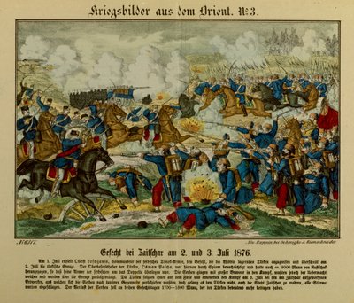 Schlacht bei Zajecar, 2.-3. Juli 1876, während des Ersten Serbisch-Osmanischen Krieges (1876-77), Neuruppiner Bilderbogen, 1876 von German School
