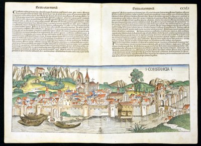 Vogelperspektive von Konstanz, aus der Nürnberger Chronik von Hartmann Schedel (1440-1514) 1493 von German School