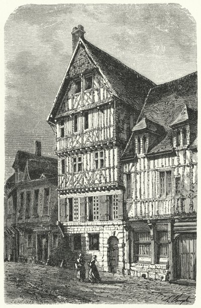 Geburtsort in Rouen des französischen Dramatikers Pierre Corneille (Stich) von German School