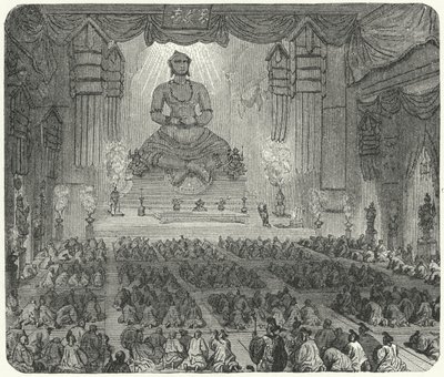 Buddhisten, die in einem Kloster in Peking verehren von German School
