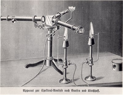 Bunsen-Kirchhoff-Spektroskop, erfunden von Robert Bunsen und Gustav Kirchhoff, 1859 von German School