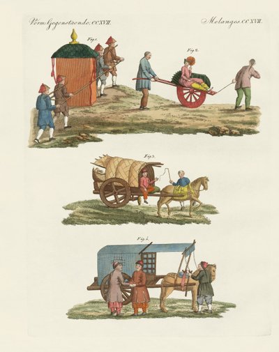 Karren und Reisemethode in China (Farbstich) von German School
