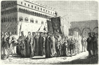 Kinderprozession in Florenz unter der Herrschaft von Girolamo Savonarola von German School