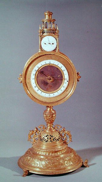 Uhr in Form einer Monstranz, gehörte dem Kardinal de Granvelle, Augsburg, 1564 (vergoldetes Kupfer) von German School