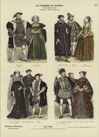 Kostüme der englischen und schottischen Königsfamilie und des Adels, 16. Jahrhundert von German School