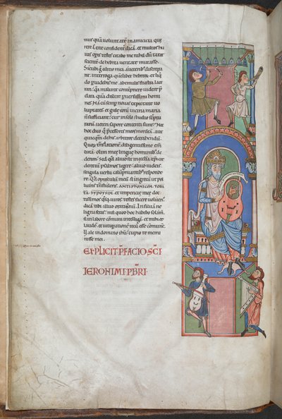 David als Harfenspieler im Vorwort zu den Psalmen, die 