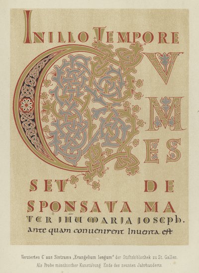 Geschmückter Buchstabe C aus Sintrams Evangelium longum, spätes 9. Jahrhundert von German School