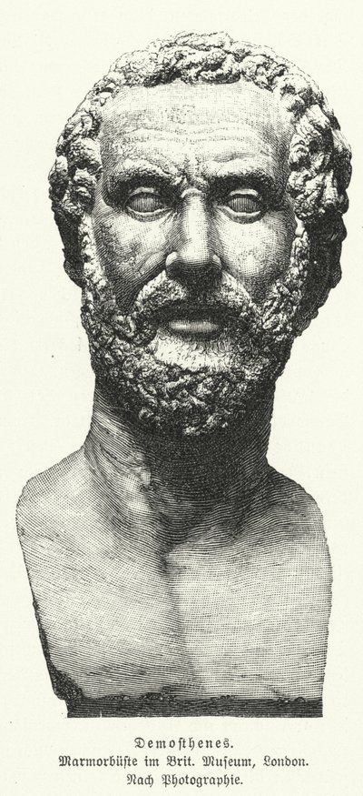 Demosthenes, antiker griechischer Staatsmann und Redner (Lithografie) von German School