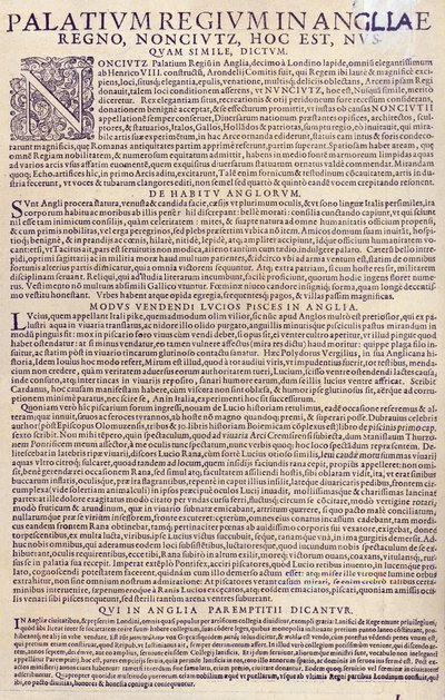 Beschreibung des Palastes von Nonesuch, englische Leute, ihr Aussehen und ihre Bräuche, Art des Fischverkaufs in England und Beschreibung des Lehrlingssystems, 1598 von German School