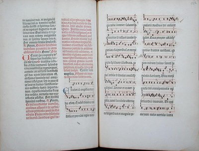Doppelseite mit einem Choral aus einem Inkunabel, aus dem Missale Romanum, ca. 1482 von German School