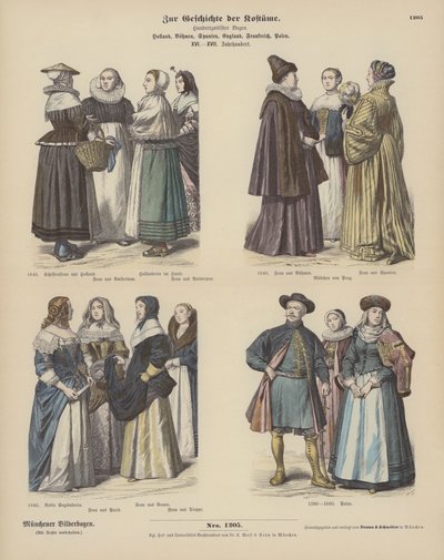 Niederländische, böhmische, spanische, englische, französische und polnische Kostüme von German School