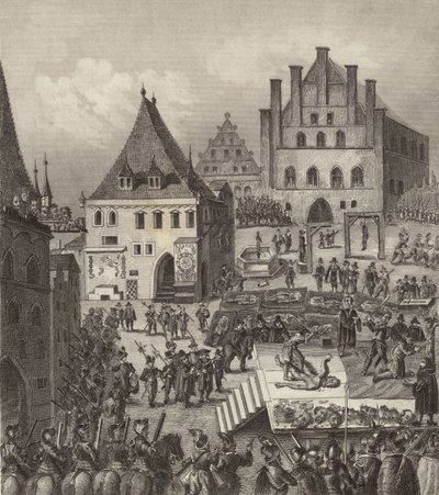 Hinrichtung der tschechischen protestantischen Rebellenführer in Prag von German School