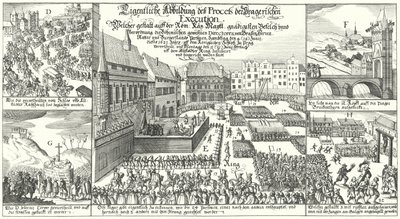 Hinrichtung von Mitgliedern des protestantischen böhmischen Aufstands auf dem Altstädter Ring in Prag von German School