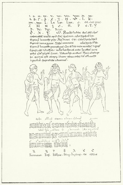 Faksimile einer Seite aus De Temporibus (Über die Zeit) von Beda Venerabilis (Stich) von German School