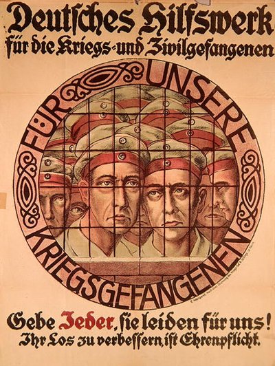 Erster Weltkrieg Poster, das die Deutschen auffordert, Geld zu spenden, um deutschen Kriegsgefangenen zu helfen von German School