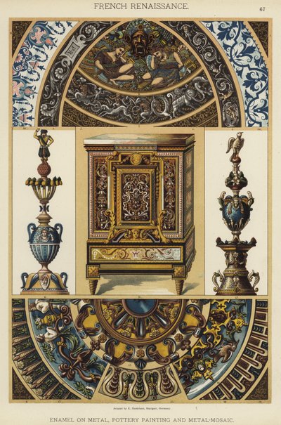 Französische Renaissance, Emaille auf Metall, Keramikmalerei und Metallmosaik von German School