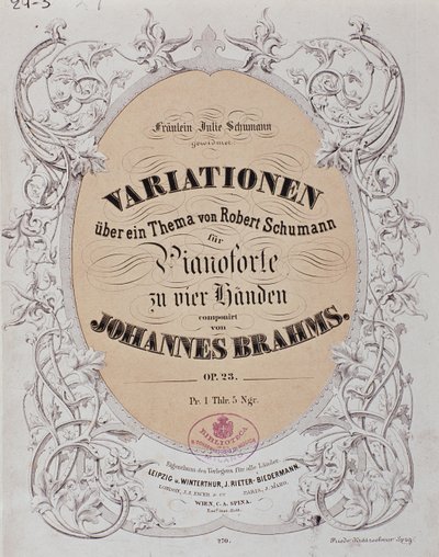 Frontispiz von "Variationen über ein Thema von Robert Schumann" (Op. 23) von German School