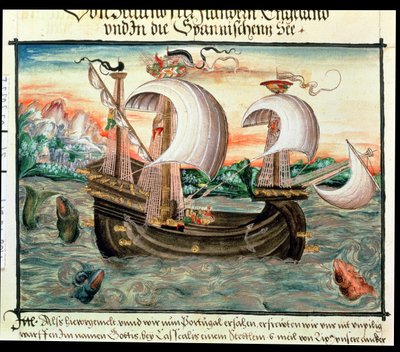 Galeone auf dem Weg nach Portugal, illustriert von der Familie Coler (oder Keller) aus Nürnberg von German School
