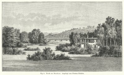 Gartengestaltung: Muskauer Park, Deutschland, angelegt von Fürst Hermann von Pückler-Muskau (Stich) von German School