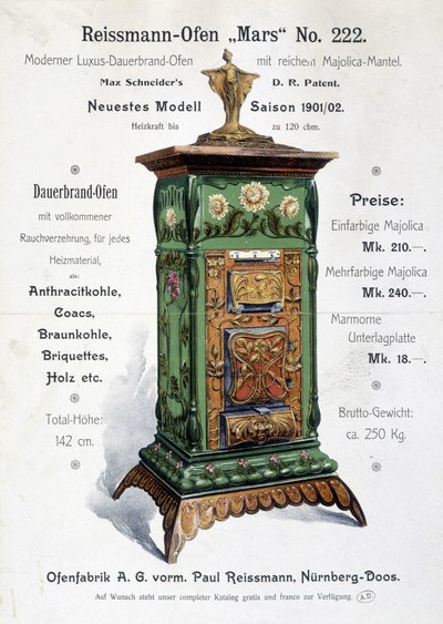Deutsche Werbung für einen Jugendstil-Kessel, Ende 19. Jahrhundert von German School