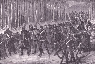 Deutsche Kavallerie auf dem Weg nach Paris, Cassells Geschichte des Krieges zwischen Frankreich und Deutschland, veröffentlicht von Cassell and Company Limited, ca. 1890 von German School