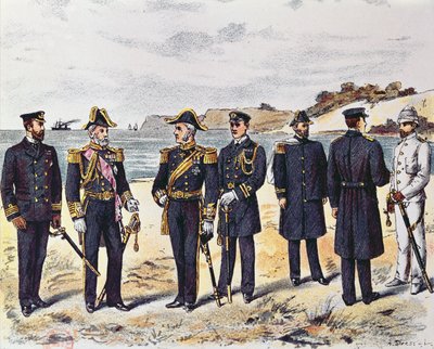 Deutsche Marineuniformen, späte 19. Jahrhundert von German School
