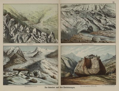 Gletscher und ihre Merkmale (Farblithografie) von German School
