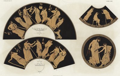 Griechische Figuren mit Hunden und in Mänteln von German School