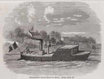 Kanonenboot auf der Seine während der Belagerung von Paris, Deutsch-Französischer Krieg von German School