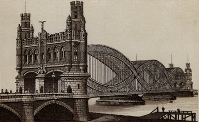 Hamburg: Neue Elbbrücke (Lithografie) von German School