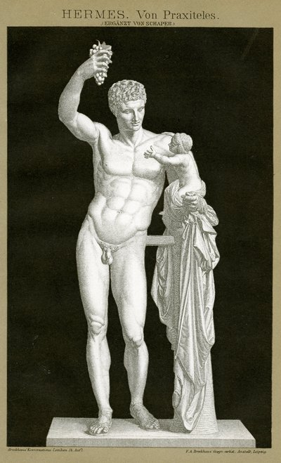Hermes und der kleine Dionysos, zugeschrieben Praxiteles, ca. 1895 von German School