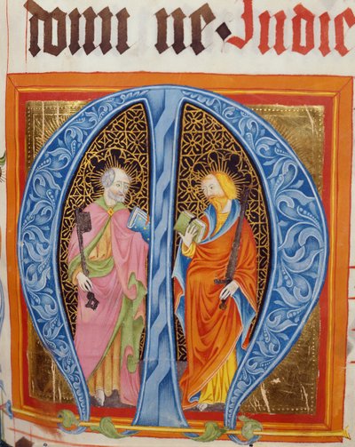 Historiierte Initiale M mit den Heiligen Petrus und Paulus, aus dem Graduale von Friedrich Zollner von Langenzenn, 1439-42 von German School