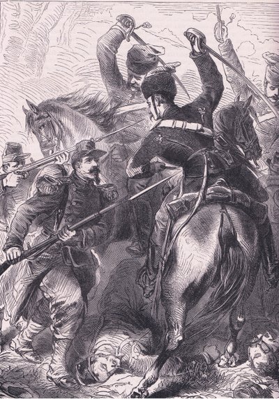 In der Schlacht von Dreux, Cassells Geschichte des Krieges zwischen Frankreich und Deutschland, veröffentlicht von Cassell und Company Limited, ca. 1890 von German School