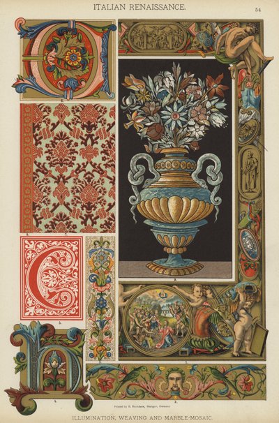 Italienische Renaissance, Beleuchtung, Weberei und Marmormosaik von German School