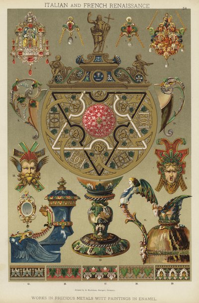 Italienische und französische Renaissance, Arbeiten in Edelmetallen mit Emailmalerei von German School