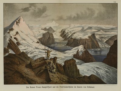Kaiser-Franz-Joseph-Fjord und Petermannspitze, Grönland (Farblithografie) von German School
