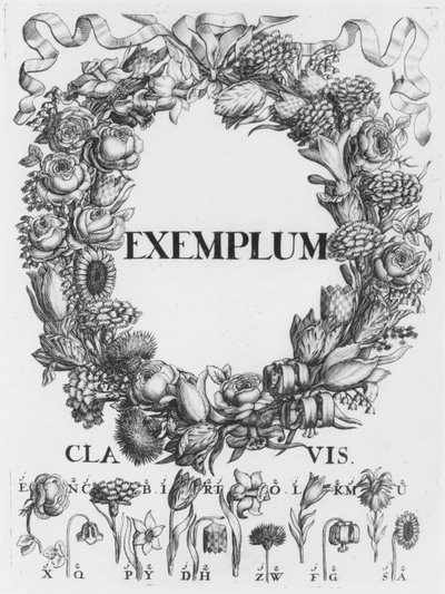 Sprache der Blumen, Illustration aus Cryptographia, oder geheime Schrifften von Johann Balthasar Friderici, veröffentlicht in Hamburg, 1685 von German School