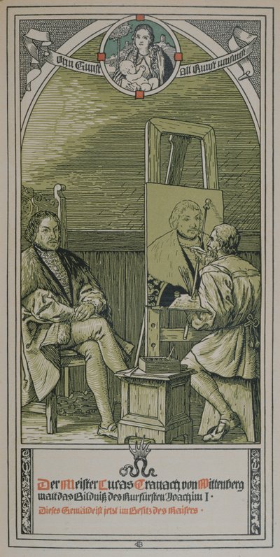 Lucas Cranach malt um 1520-30 ein Porträt von Joachim I. Nestor, Kurfürst von Brandenburg, 1906 von German School
