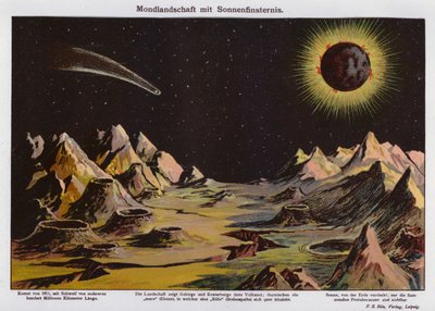 Mondlandschaft, Sonnenfinsternis und Komet von 1911 von German School