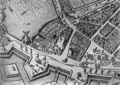 Karte von Hamburg mit seinem ersten Opernhaus, 1690 von German School