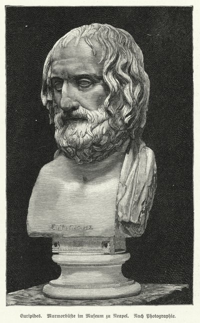 Marmor-Büste von Euripides, antiker griechischer Dramatiker (Lithografie) von German School