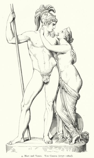 Mars und Venus, Marmorskulptur des italienischen neoklassizistischen Bildhauers Antonio Canova von German School