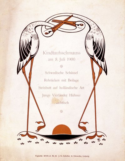 Menü für ein Taufessen. Deutschland, 8/07/1900 von German School