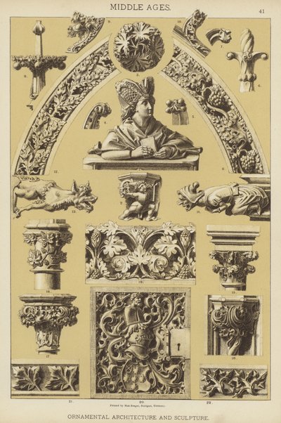 Mittelalter, ornamentale Architektur und Skulptur von German School
